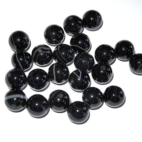 Achát Black stripe-kulička 10mm (cena 2 ks)