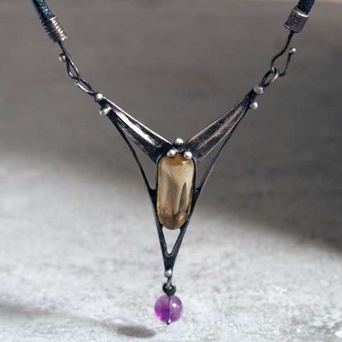 Tripod (přírodní citrín, ametyst) — foto 1