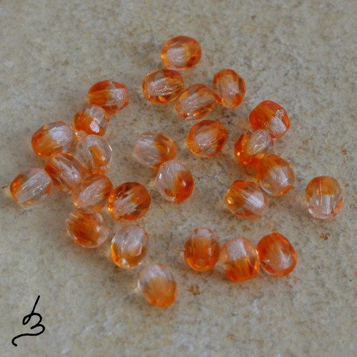 Broušené oranžovo-čiré 4 mm, 50 ks