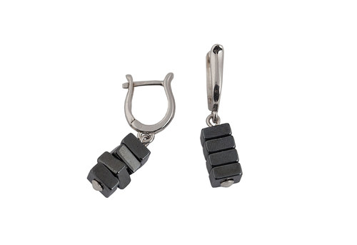 Stříbrné naušnice s hematitem — foto 1