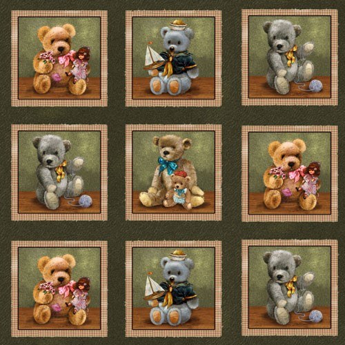 Látka Bear Hugs patchworkové čtverečky — foto 1