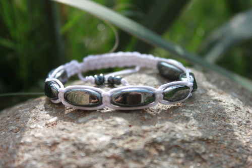 Hematitový.. Náramek makramé/shamballa — foto 1