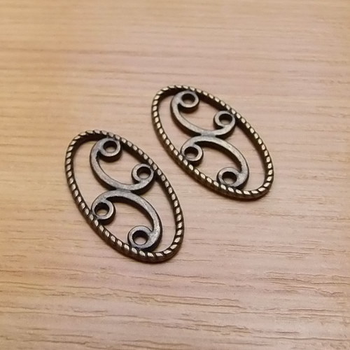 Mezidíl - starobronz - 12x22mm - 4 kusy