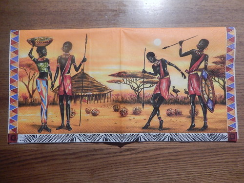 Ubrousek na decoupage - barevná Afrika