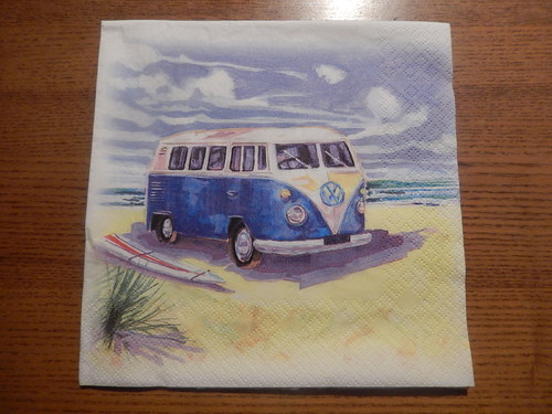Ubrousek na decoupage - malovaný autobus