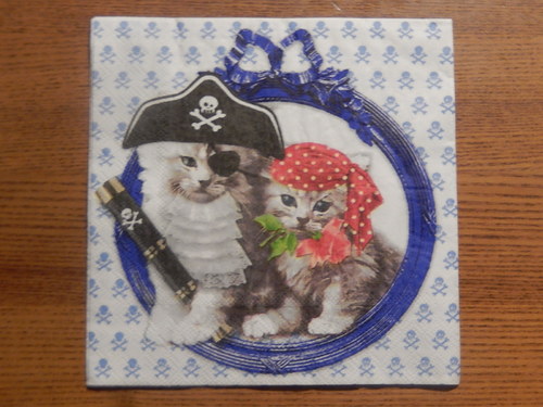 Ubrousek na decoupage - kočičí piráti
