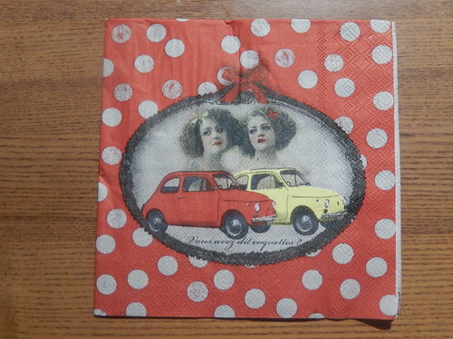 Ubrousek na decoupage - děvčata a auta