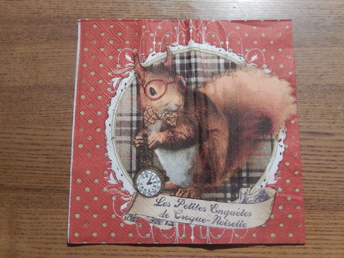 Ubrousek na decoupage - veverčák