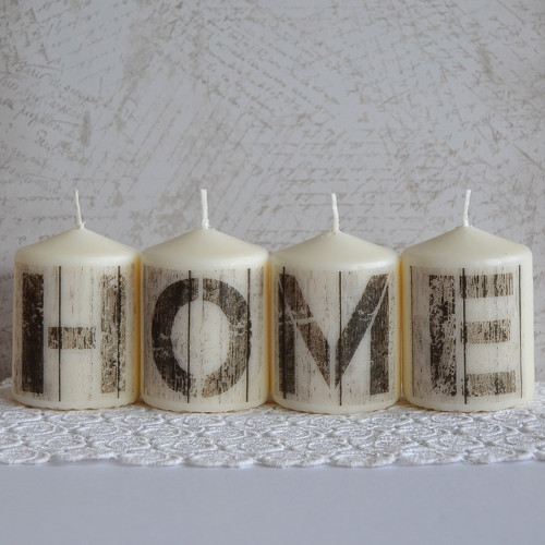 HOME - sada 4 svíček (8x6 cm)