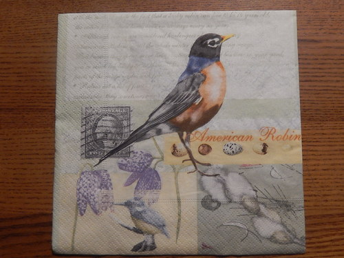 Ubrousek na decoupage - ptáček a vajíčka