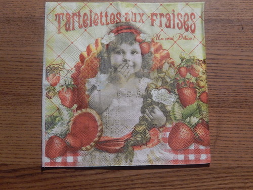 Ubrousek na decoupage - jahůdková holčička