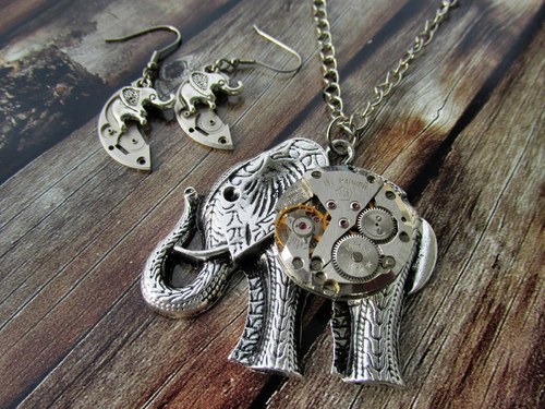 SLON pro štěstí s naušnicemi - steampunk — foto 1