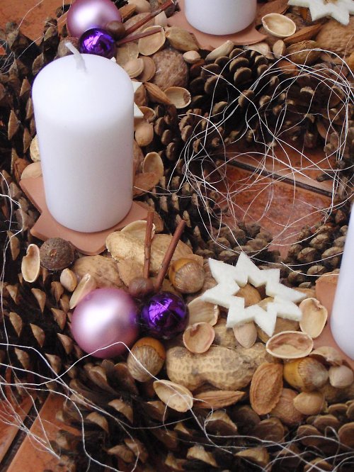 Adventní věnec bílá s lila - 22 — foto 1
