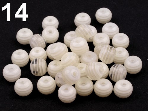 Korálky s proužkem - 8 mm - 20 ks