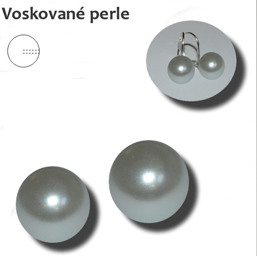 Voskované půlperle, White, 14 mm — foto 1