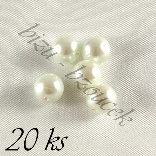 Bílé voskované perle - 8mm - 20ks — foto 1