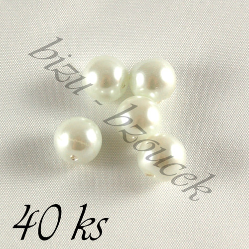 Bílé voskované perle - 6mm - 40ks — foto 1