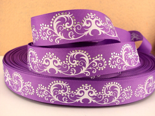 Stuha rypsová š.22 mm: Ornamenty/fialová