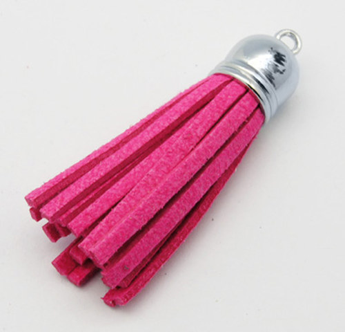 Semišový střapec/ tm.růžový/ 56x12mm/ 1ks