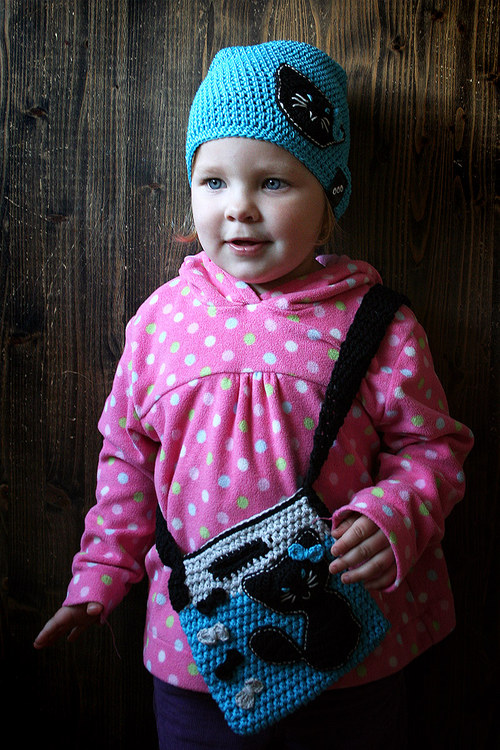 Háčkovaná homelesska s kočičkou- 49-51 cm