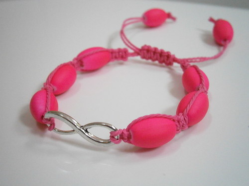 Shamballa náramek nekonečno růžový neon