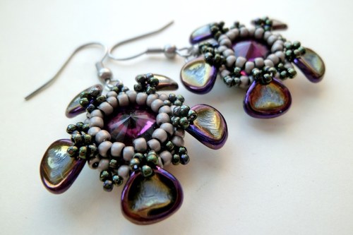 Náušnice Amethyst petals Swarovski — foto 1