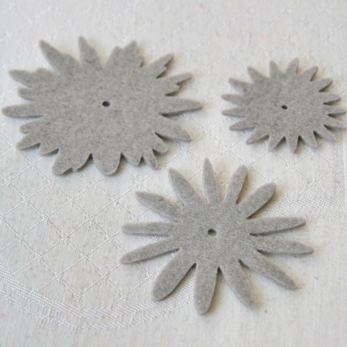 Výseky filcové - sada 3 ks, 2mm, šedá