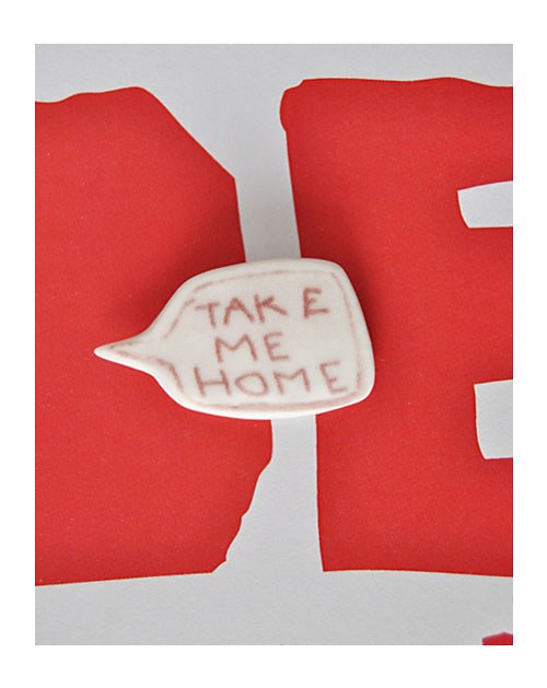 Porcelánová brož "take me home".) černá — foto 1