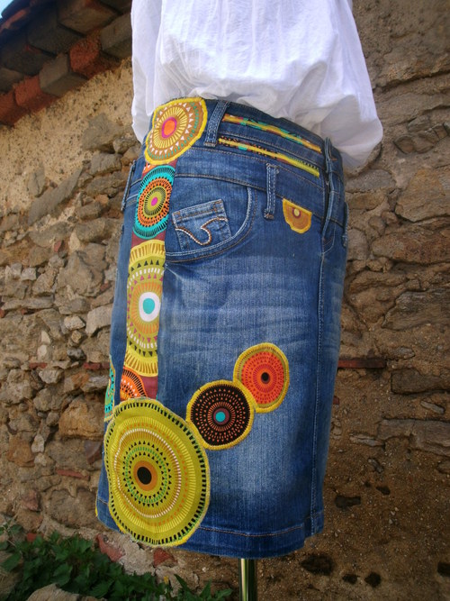 Denim sukně - Mandala No. 4 - Blue — foto 1