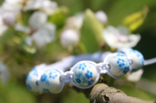 Pomněnkový.. Náramek makramé/shamballa — foto 1