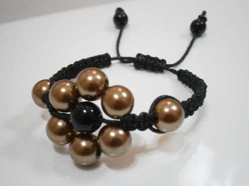 Shamballa náramek zlatohnědá kytička — foto 1