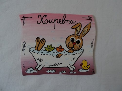 Cedulka na dveře-zajíček koupelna