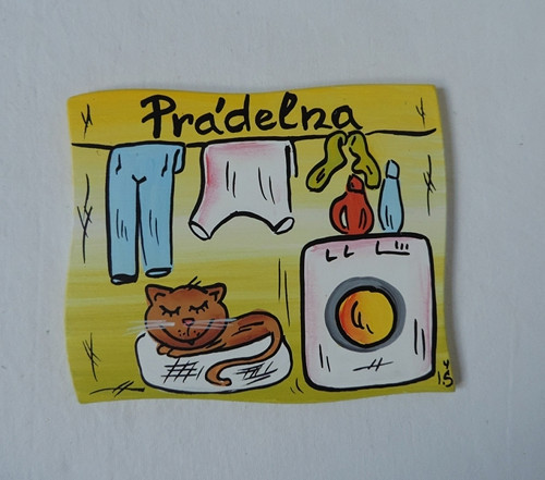 Cedulka na dveře-prádelna-kočka