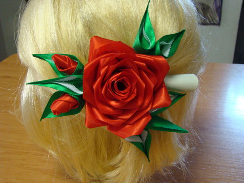 Spona-kanzashi růže — foto 1