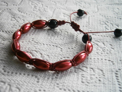 Shamballa náramek vínový — foto 1
