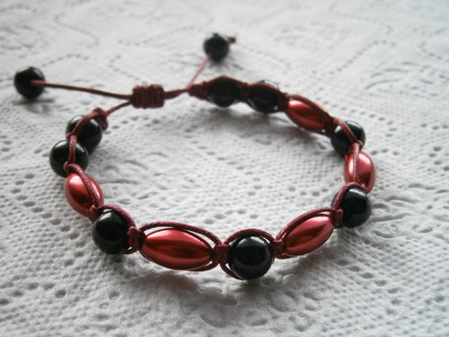 Shamballa náramek vínový/černý — foto 1