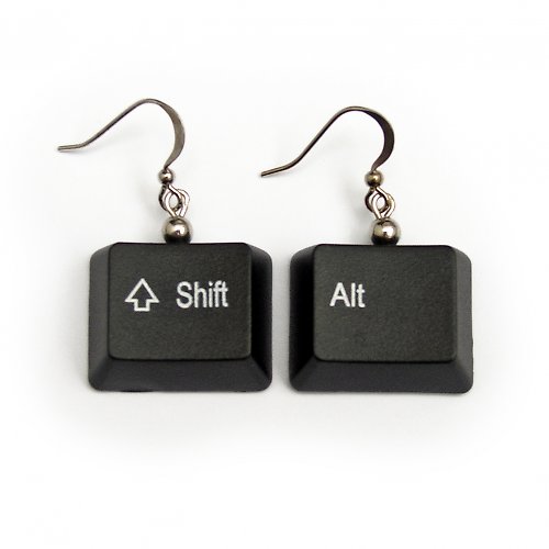 Černé klávesové náušnice - Shift Alt — foto 1