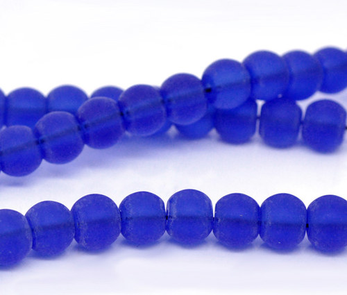Korálky skleněné zamrzlé/ modré/ 6mm/ 20ks