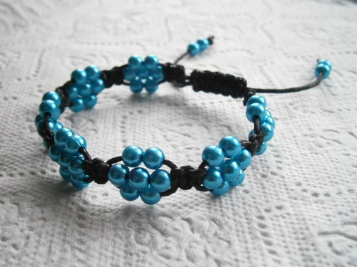 Náramek Shamballa modré kytičky — foto 1