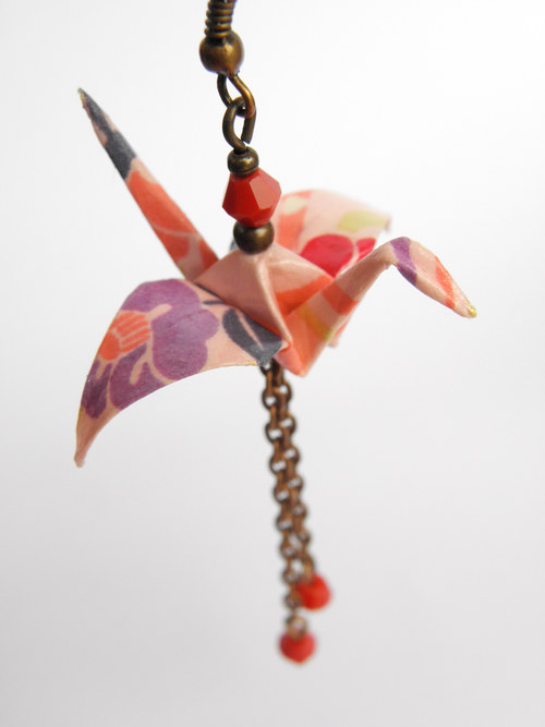 - origami jeřáb - netradiční náušnice — foto 1
