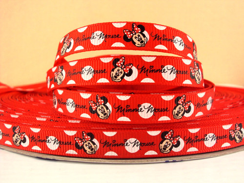 Stuha rypsová š.10 mm: Minnie červená