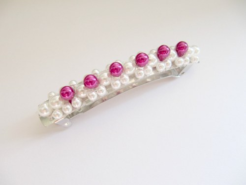 Spona do vlasů -white & fuchsia tear No2