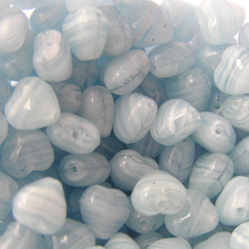 6 mm Korálky srdíčka mix modrobílý 100 ks — foto 1