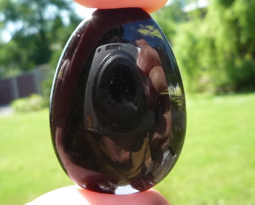 Placička - obsidián kouřový P9963 — foto 1