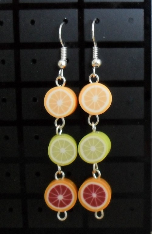Náušnice citrusy pomeranč+citron+grep