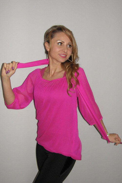 Růžová,šifonová halenka SLEVA — foto 1