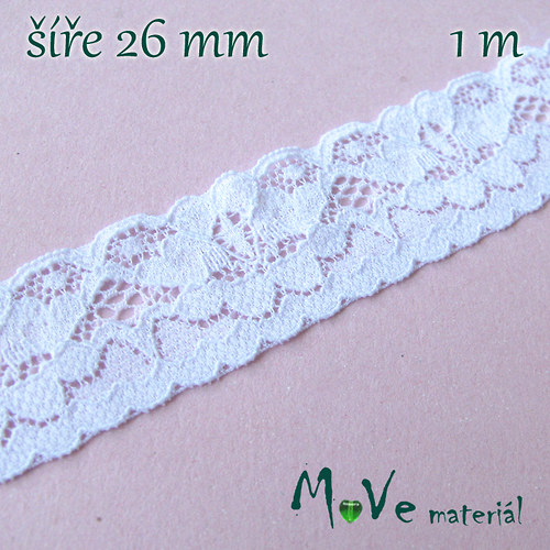 Krajka elastická 26mm, 1m, bílá — foto 1