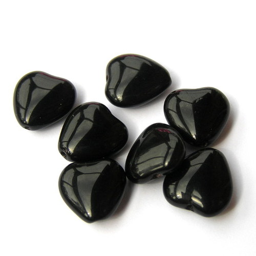 12 mm Korálky srdíčka 2398 černá 10 ks