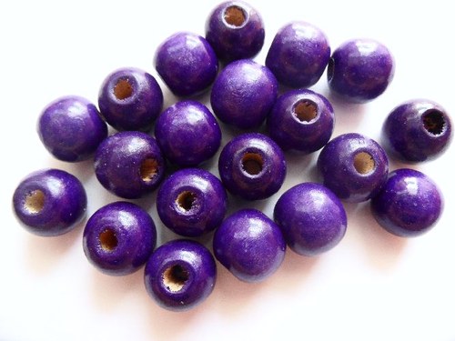 Dřevěné korálky 13 mm - bal. 10 ks - fialové