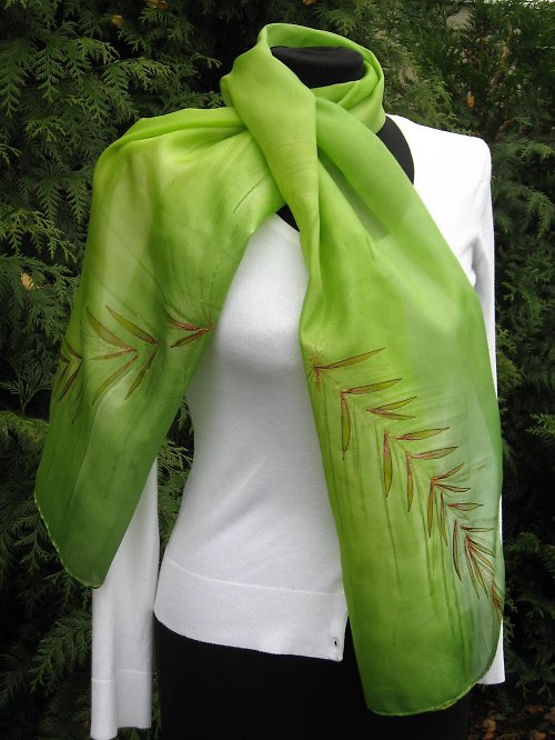 EVEMODE - hedvábný šál "Foliage" — foto 1